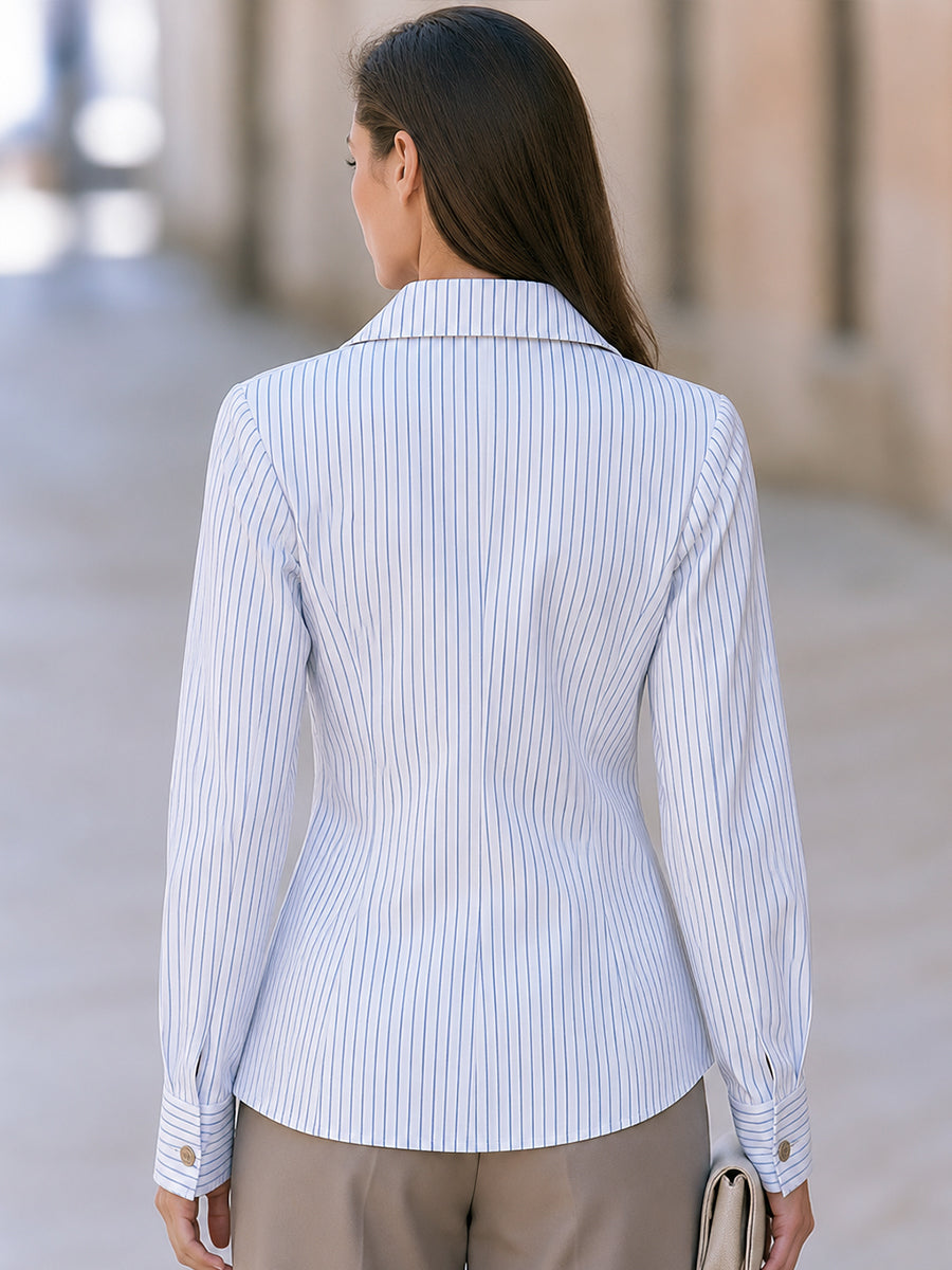 Blue Stripe Double Breasted Tailored Blazer