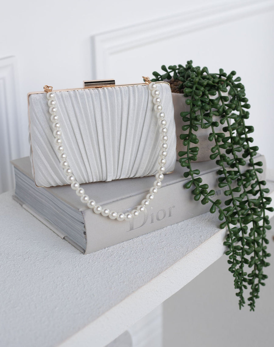 CASSIE PEARL BAG - WHITE